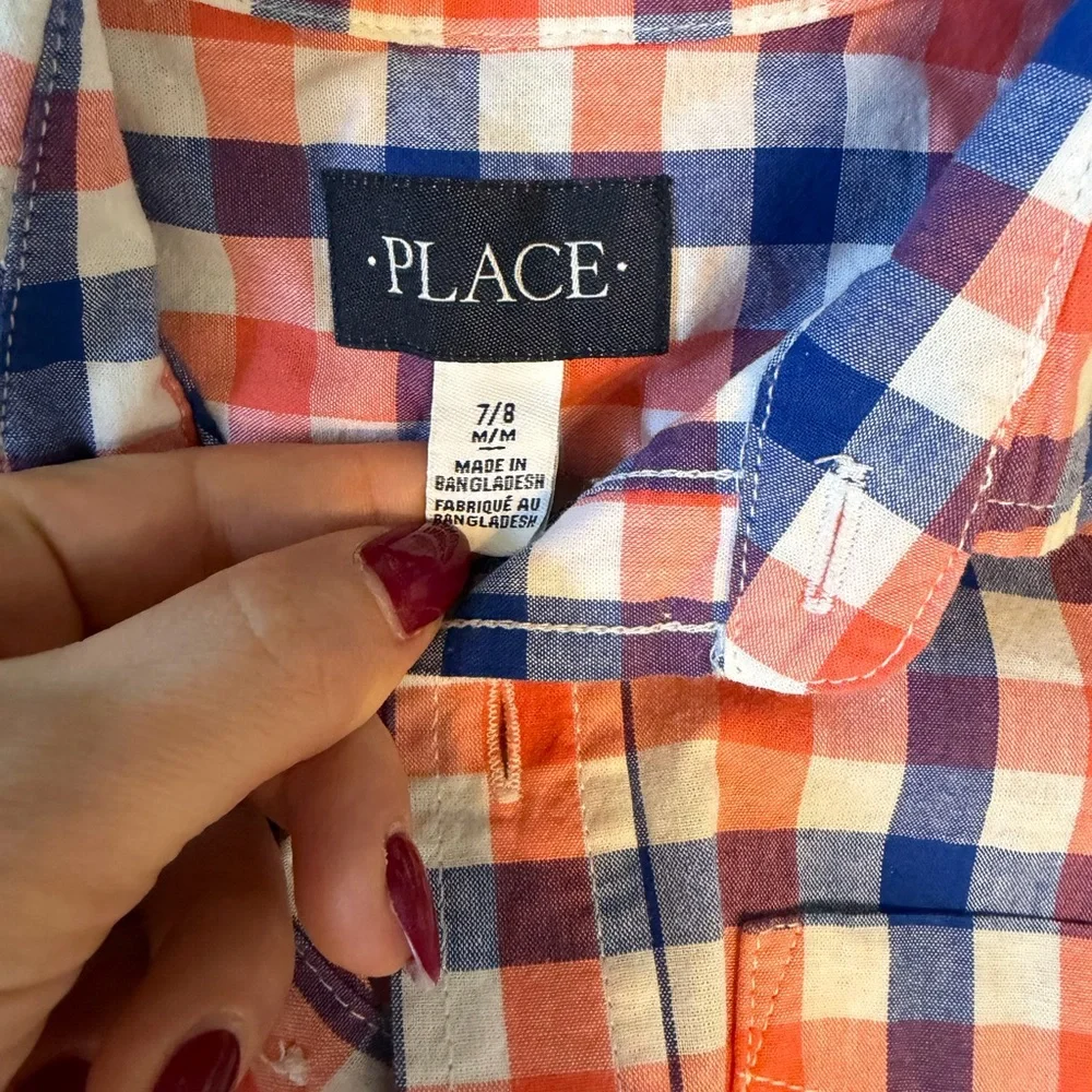The children’s Place Red and Blue Plaid Button Down Shirt new